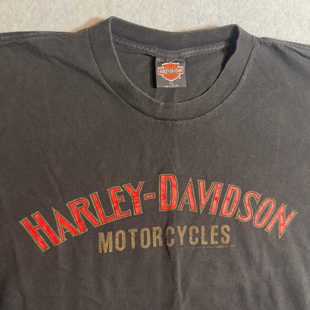 Vintage 1989 Harley Davidson T-Shirt Myrtle Beach 95 Spring Rally Mens XL Black